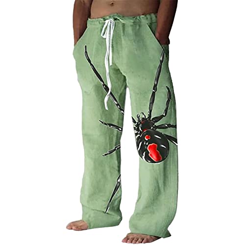 Mymyguoe Pantalones de lino para hombre, pantalones de yoga clásicos, pantalones de entrenamiento con bolsillos, pantalones de tela, pantalones de playa, pantalones de jogging, pantalones de ocio,