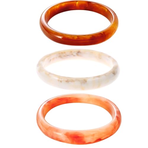 MYANAIL 3Pcs Chunky Acrylic Stackable Bracelets Bangle Set for Women Colorful Large Thick Resin Wristbands Bracelets Geometric Circle Cuff Statement Bracelet Set Jewelry Gift