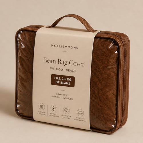 Image of Mollismoons Bean Bag XXXL Size for Adults & Kids Fur bin Bag Luxury Bean Bag Chair (Bean Bag Without Beans Cover(Assembly Required), Dark Brown)