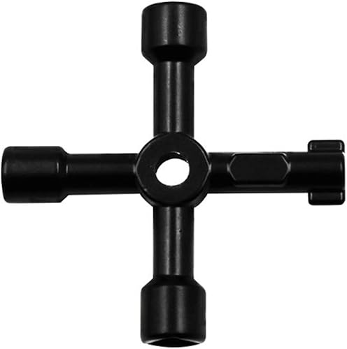 gofidin Llave triangular multifuncional para gabinete de control eléctrico de 2 piezas, válvula de medidor de agua de elevador negro, llave de