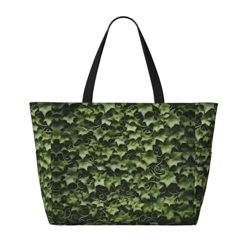 Floral Swirls Ivy Extra Large Tote Bag For Women,Foldable Beach Bag With Pocket Weekender Travel Overnight Bag2