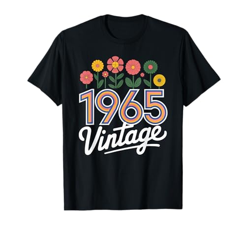 Vintage 1965 Retro Born Flowers, anniversaire, fille, femme T-Shirt