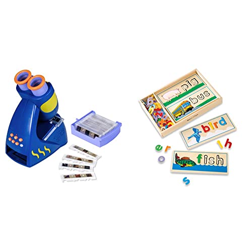 Educational Insights GeoSafari Jr. Talking Microscope Featuring Bindi Irwin & Melissa & Doug See & Spell Wooden Educational Toy with 8 Double-Sided Spelling Boards and 63 Letters
