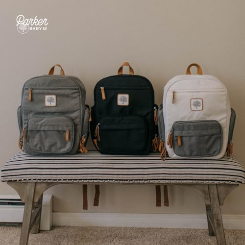 Parker Baby Diaper Backpack - Full Zip Diaper Bag with Insulated Pockets - Cream - Thumbnail 6