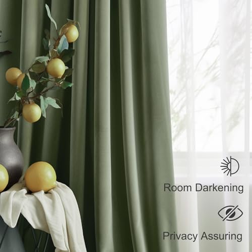 Lazzzy Green Velvet Blackout Curtain, Thermal Insulated for Bedroom Living Room Darkening Privacy Drapes, Noise Reducing - Image 2