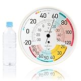 Sology Analogue Thermo-Hygrometer, Thermometer, Hygrometer, Large, Made in Japan, High Precision, No Batteries Required, Indoor, Easy to See, Analog, Comfort Zone, Zone