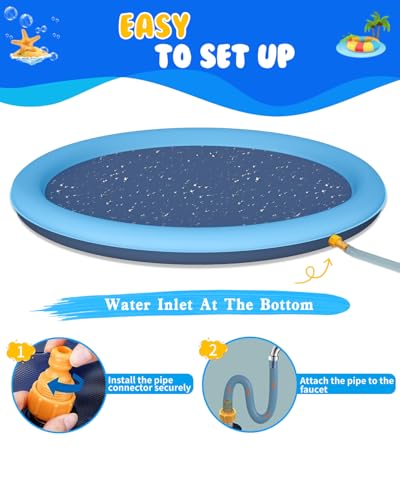 Dog Splash Pad, 59" Non-Slip Thickened Sprinkler Pool, Summer Outdoor Pet Water Toys, Splash Pad for Dogs & Kids - Image 5