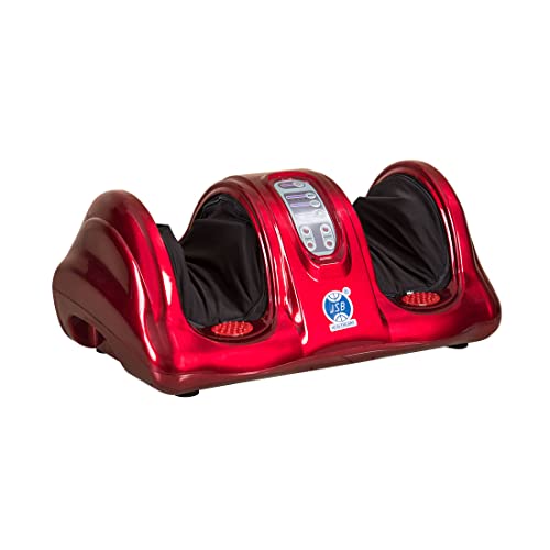 Image of JSB HF28 Foot & Calf Massager for Home Relaxation & Pain Relief with Heat, Wireless Machine Remote & Touch Display (Red)