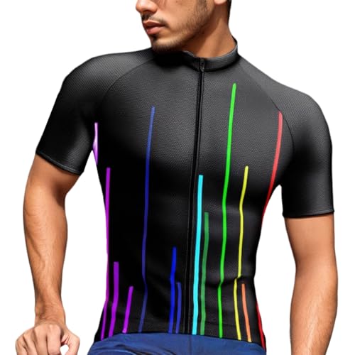 Maillot de ciclismo para hombre de manga corta para verano, camiseta de ciclismo de secado rápido, transpirable, ropa de ciclismo de montaña, ajustada, elástica, camiseta deportiva holgada y ventilada