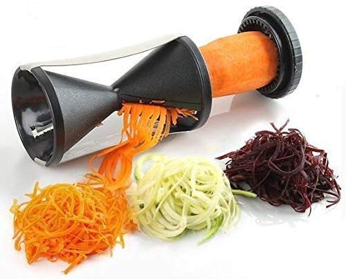 PAVITR Shop Stainless Steel Manual 4-Blade Spiral Spiralizer Vegetable Grater Slicer Kitchen Cutter Tool and Spiral Slicer Vegetable Fruit Easy Twister Noodle Cutter Spiralizer Fancy Cutter