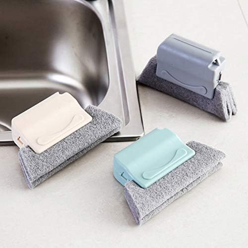 Creative Window Groove Cleaning Brush, Door Kitchen Track Cleaning Tools, Fixed Brush Head Design Scouring Pad Material for Door, Window Slides and Gaps, Quickly Clean All Corners and Gaps (Beige)