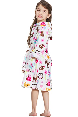 Echery Boys Girls Hooded Pajamas Soft Coral Fleece Bathrobe Unisex Dressing Gown Sleepwear (5, Multicoloured) #TOP4