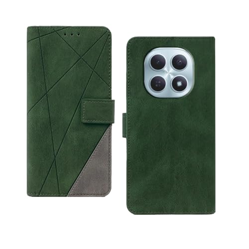 Image of amazon basics Redmi Note 15 5G Flip Cover | Card Pockets Wallet & Stand | Flip Cover for Redmi Note 15 5G (Green with Grey)