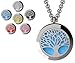 Wild Essentials 3 Necklace Set, Tree of Life, Flower of Life, Aum (OM) Essential Oil Diffuser Necklace Stainless Steel Locket Pendants with 24 inch Chains, 36 Refill Pads, Color Changing Jewelry