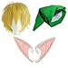 Produktbild thematys Komplett-Set The Legend of Zelda Mütze + Perrücke + Elfen Ohren - Link Kostüm für Erwachsene & Kinder - perfekt für Fasching, Karneval & Cosplay - Damen Herren