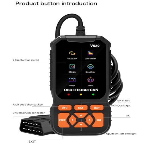 MICMXMO OBD2 Scanner Live Data Professional Mechanic Enhanced Check Engine Code Reader with Charging