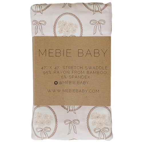 Image of Mebie Baby Vintage Bouquet Stretch Swaddle, Modern and Neutral Swaddle Blanket for Baby Girl or Boy, Soft Baby Blankets, Newborn Swaddle Blanket, 0-3 Month, Baby Essentials & Gifts (47 inch x 47 inch)