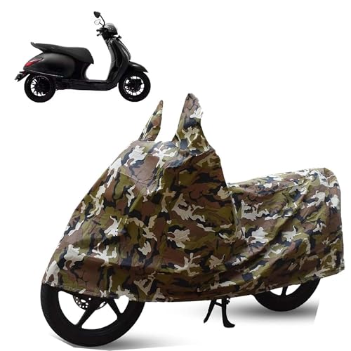 Image of Sulfar Bike Cover for Bajaj Chetak (3501 (High-end EV)) | Waterproof, Dustproof & UV Protected | All Weather Two Wheeler Cover (Army Green) New 2026 Variants