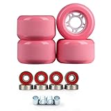 ANWEALTH Paquete de 4 Ruedas para Patineta de 70 mm Ruedas para Longboard 83A Ruedas para Cruiser Ruedas de Calle de PU para Un Andar Suave Rápido Y Cómodo (Rosa 42 mm)