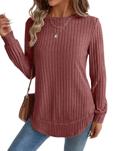 JUSTFASHIONNOW Womens Long Sleeve Tunic Tops Crew Neck Lightweight Sweaters $4.79 AC + 40% Off Code OD4UBXBP - image 1