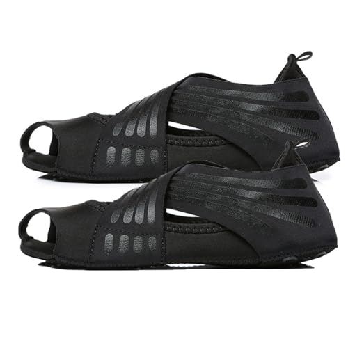 女性 ヨガソックス コア ヨガシューズ フットサポーター ウォークサポーター 足 姿勢 滑り止め 足裏アーチ 土踏まず ウォーク 扁平足矯正靴下吸汗 速乾 通気 足裏バンド 矯正グッズ 裸足感覚薄底設計 5本指ピラティスソックス レディース (S,ブラック