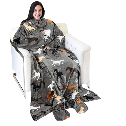 Image of Catalonia Wearable Blanket with Sleeves & Foot Pocket for Adults