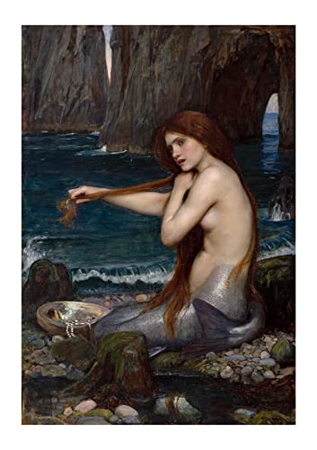 Affiche dart darchive Mermaid de Waterhouse - Impression mate premium sans cadre format XL