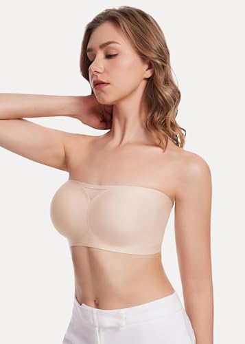 HBselect Strapless Bras for Women Seamless Non-Slip Silicone Padded Bandeau Bra Comfort Wireless Tube Top Bralette2