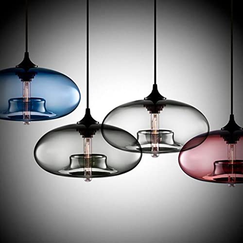 Lustre pendentif en verre transparent soufflé style loft rétro vintage - 2