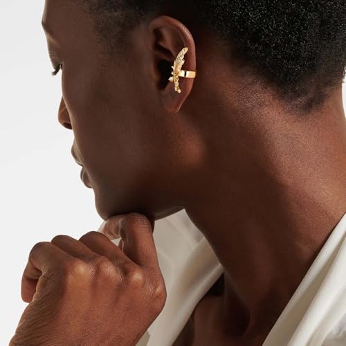 OSIANA Butterfly Ear Cuff for Women, 14K Gold Plated Non Piercing Clip On Wing Earring with Dangling Cubic Zirconia Sparkling Huggie Charm3