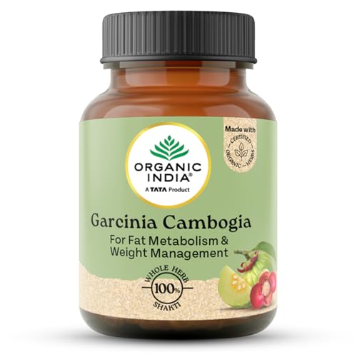 Image of A TATA Product - Organic India Garcinia Cambogia - 60 Veg Capsules, Improves Fat Metabolism, Lean Muscle Development, Boosts Energy, Enhances Immunity, & Helps Weight Management, GMP & NPOP Certified
