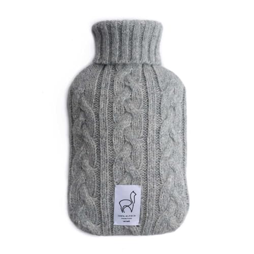 Luxuriöse Wärmflasche mit Alpaka Bezug – 100% Baby Alpaka Wolle – 1,8L TÜV Rheinland-geprüft – Weicher & Wärmespeichernder Bezug –...