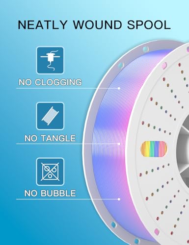 Image of PINBALL Silk Rainbow PLA 3D Printer Filament 1.75mm Shiny Multi-Color Changing Filament 3D Printing PLA Filament Dimensional Accuracy + /- 0.02mm 1 KG Silk Rainbow Candy