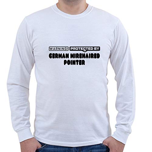 Custom Brother - Warning! Protected by German Wirehaired Pointer Men's Long Sleeve Shirt Top White