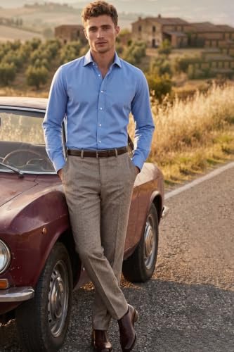 Image of Louis Philippe Men's Slim Fit Mid Rise Premium Fabric Checks Formal Trouser