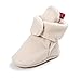 Baby Booties Newborn Baby Fluffy Slippers Cute Infant Crib Shoes Cozy Cotton Warm Boots with Non Skid Bottom 6-12Months Beige
