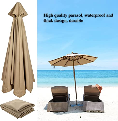 Flueyer 10 Ft 8 Rib Umbrella Canopy Replacement Outdoor Market Patio Table Strong And Thicck Cover For Backyard Garden Courtyard Swimming Pool Lawn (Canopy Only), (8 Ribs) #TOP3