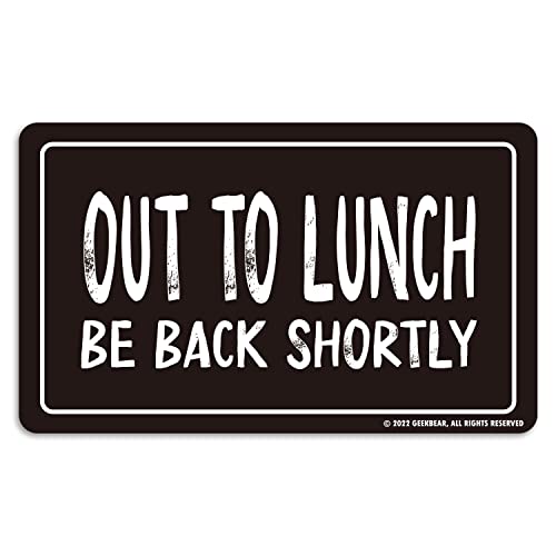 Señal Out to Lunch negro de diseño minimalista con tipografía de contraste