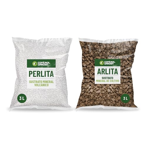 CONTROL GARDEN Pack Arlita 3L + Perlita 3L | Sustrato para Plantas y Cultivos Interior y Exterior | Fabricado en España