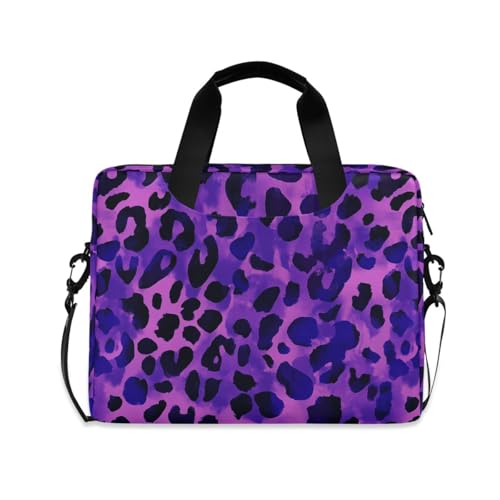 Funda para portátil con asa y correa 15.6 pulg morado leopardo