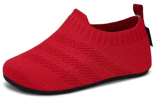 SAGUARO Kinder Hausschuhe Mädchen Jungen Pantoffeln Leicht Rutschfest Hüttenschuhe Weich Flexibel Slippers für Frühling Sommer, Rot 36/37 EU