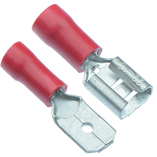 50 x PAIRS Red 6.3mm Male + Female Insulated Crimp Spade Connector 16-22 AWG Wire Cable Electrical