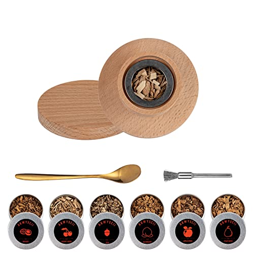Kit de defumador de coquetel premium com 6 sabores de lascas de defumar de madeira - perfeito para a