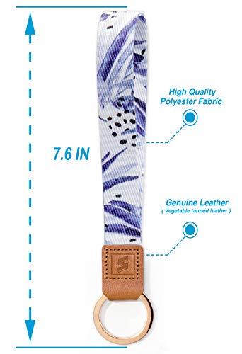 SENLLY Artsy Hand Wrist Lanyard Premium Quality Wristlet Strap with Metal Ring and Genuine Leather, for Key Chain, Camera, Cell Mobile Phone, Charms, Lightweight Items etc