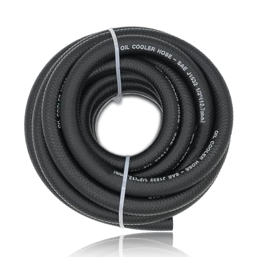 Image of 1 /2 Transmission Oil Cooler Hose - 300 PSI Fuel Line Hose J1532 For Transmission Fluid, Oil, Coolant, Diesel, Hydraulic Fluid, Lubricant, Gas 5FT