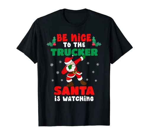 Camionero de Navidad Camión conductor camiseta Santa está mirando Camiseta