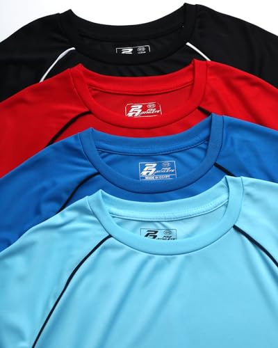 Pro Athlete Boys Athletic Shirts - 4 Pack Boys Dry Fit Shirt Lightweight Performance Tees Kids Dri Fit Shirts (Sizes 5-16)4