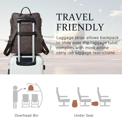 Image of Shrrie Vegan Leather Laptop Backpack for Women 15.6 inch Work Backpack Fashion Travel Backpack Purse for Business College