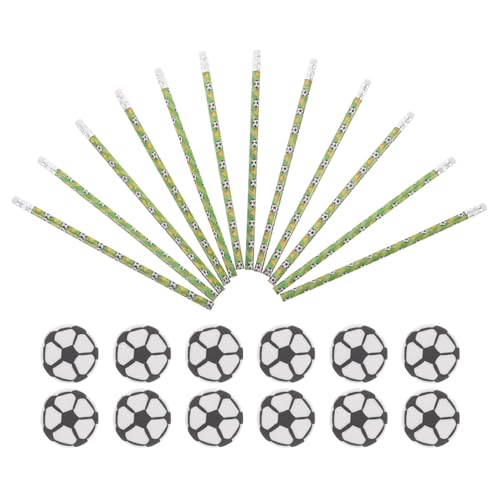 OUNONA 12セット サッカー文房具 入り 木製筆とボール形消し付き 用 小学生向け 学校やサッカーパーティーのプレゼントに
