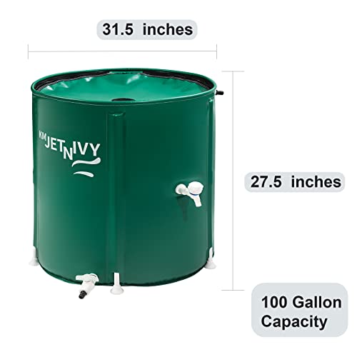 KMJETNIVY Rain Barrel Upgrade 100Gallon Collapsible Rainwater Collection System,Portable Water Storage Tank,Garden Water Catcher